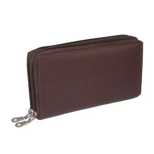 Paul & Taylor Leather Double Zippered Checkbook Cover Wallet